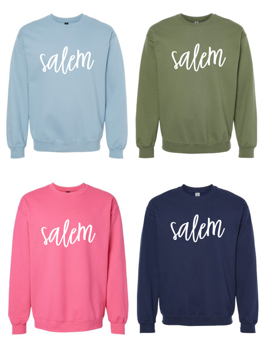 Salem Cursive Print - Crewneck Adult Sizes